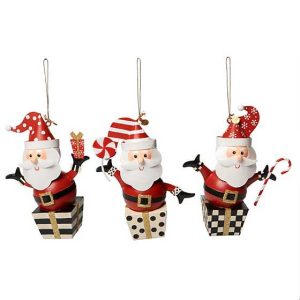 Checkmate Gift Box Santa Ornaments – Set of 3