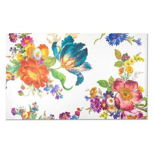 Flower Market Blooms Floor Mat – White – 3′ x 5′