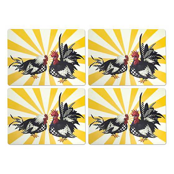 Sunrise Rooster Cork Back Placemats Set of 4 MackenzieChilds