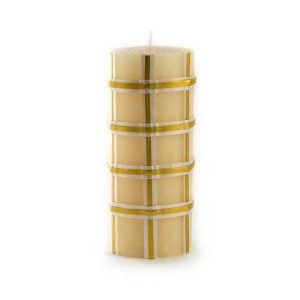 Tartan Pillar Candle – 6″ – Gold